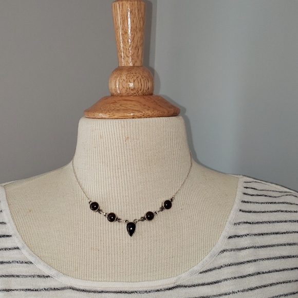 Women's Garnet Colored Stones with Silver Necklace - Picture 1 of 7